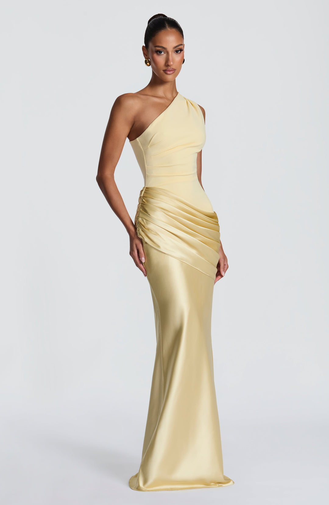 Abbey One-Shoulder Satin Maxi Dress