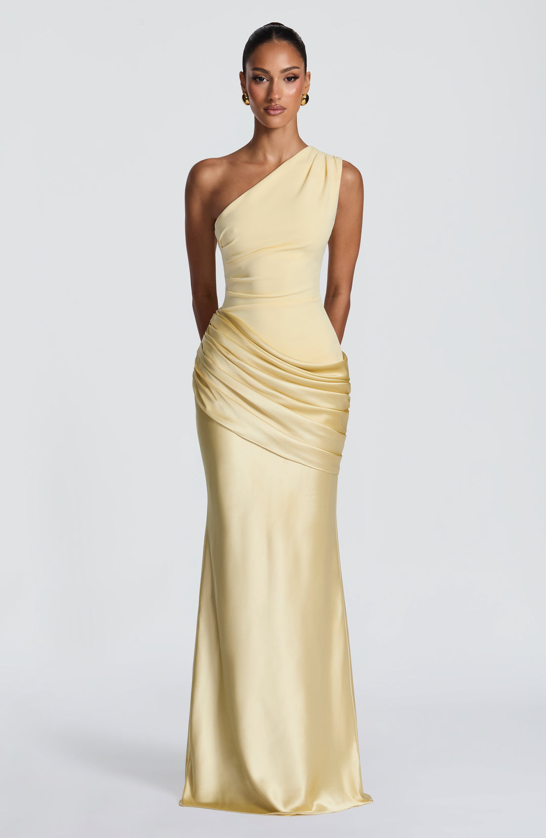 Abbey One-Shoulder Satin Maxi Dress
