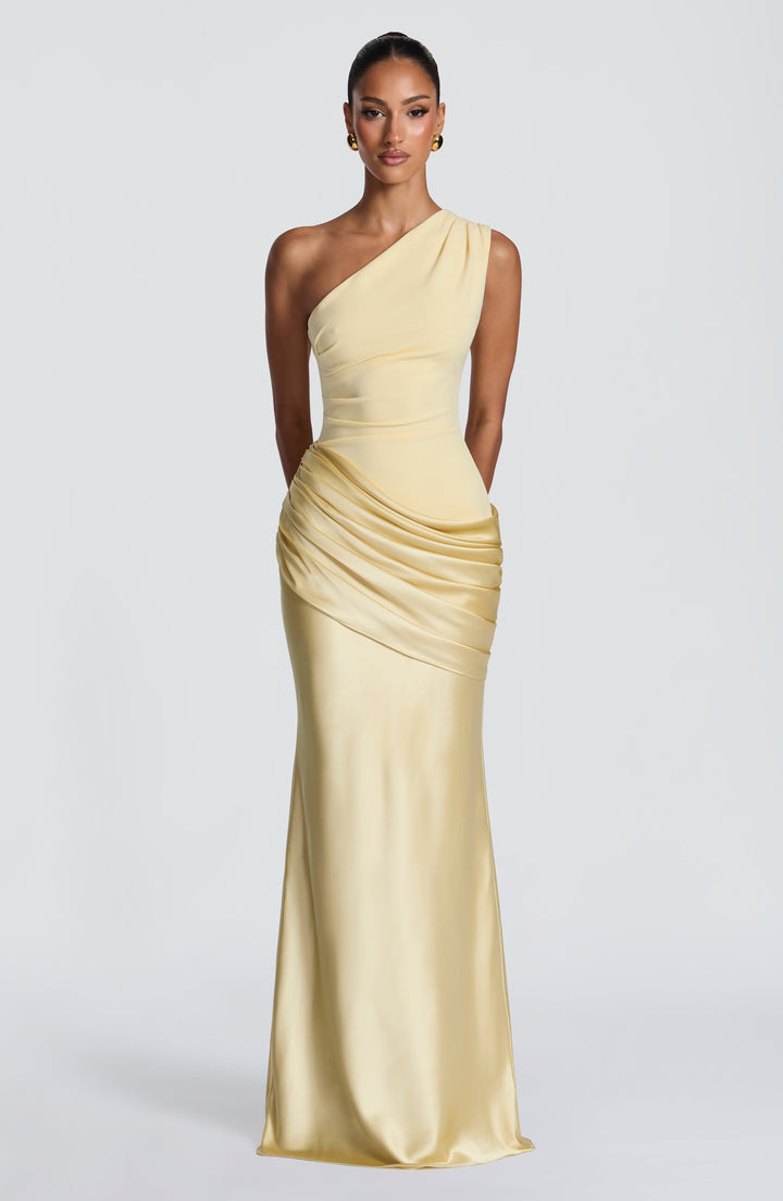 Abbey One-Shoulder Satin Maxi Dress