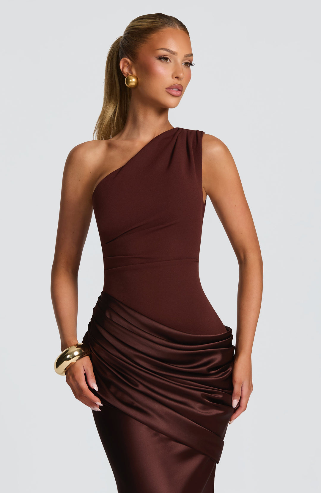 Abbey One-Shoulder Satin Maxi Dress