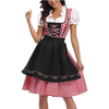 Women's checked dress with lace-up bodice and apron, Oktoberfest midi