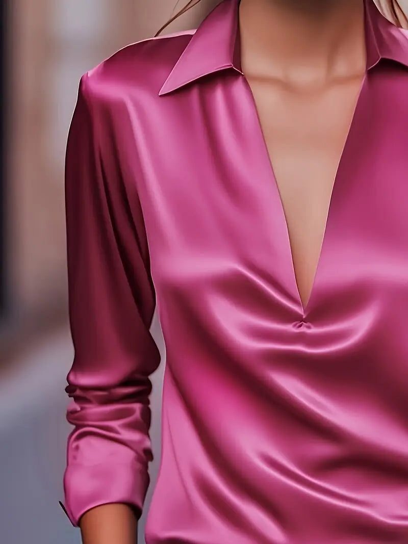Satin V-Neck Blouse for Women