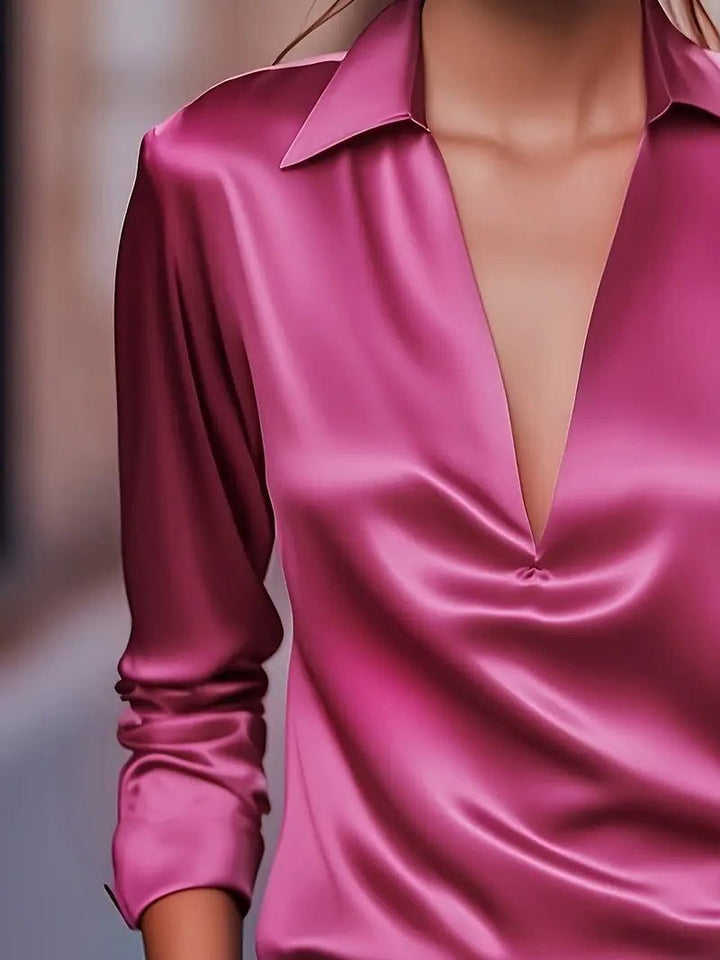 Satin V-Neck Blouse for Women