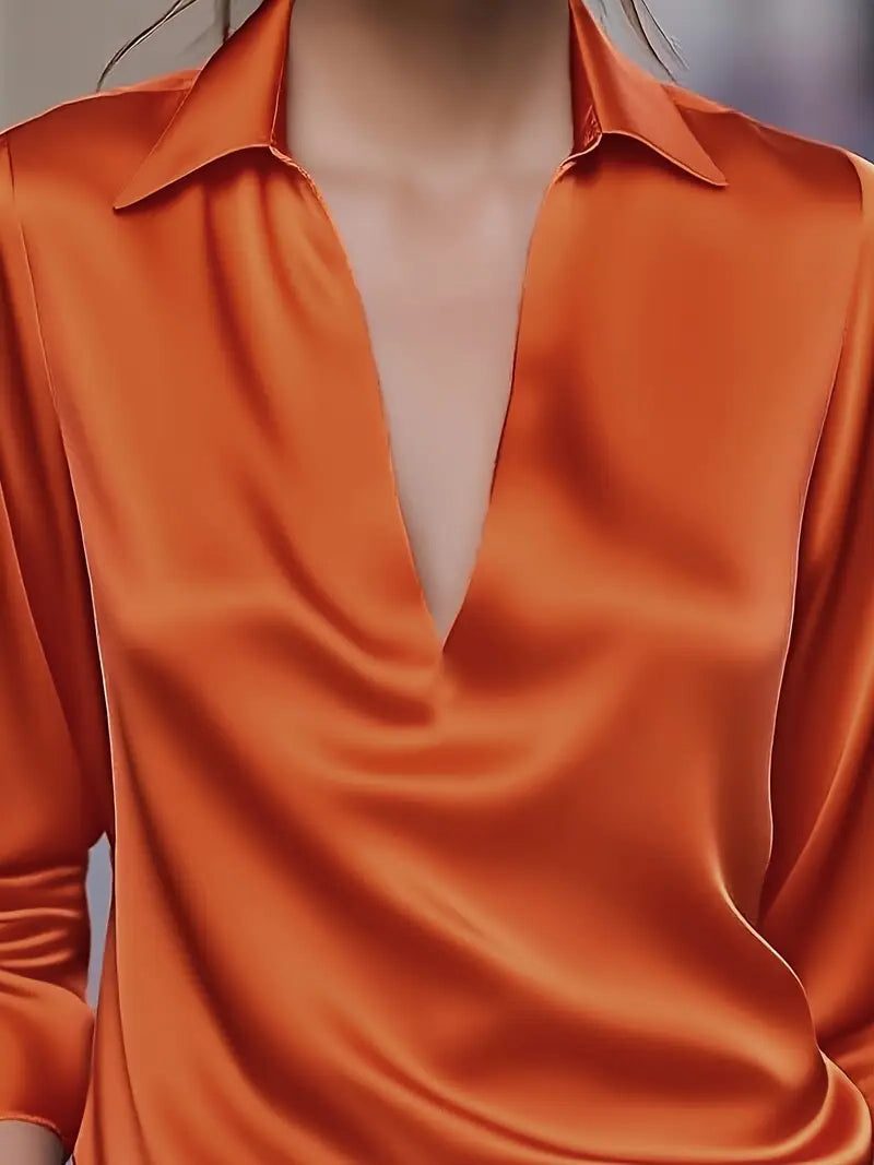 Satin V-Neck Blouse for Women