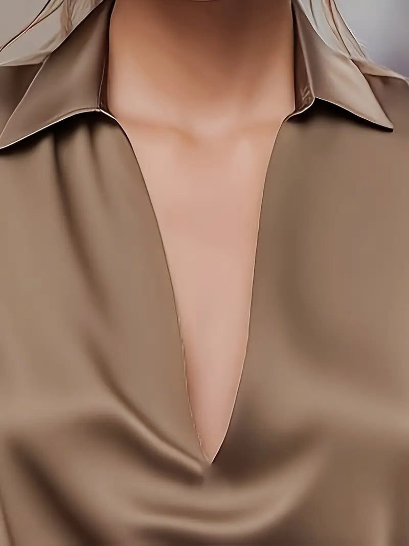Satin V-Neck Blouse for Women