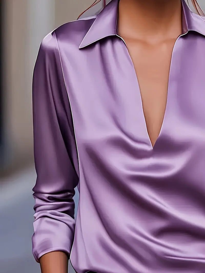 Satin V-Neck Blouse for Women