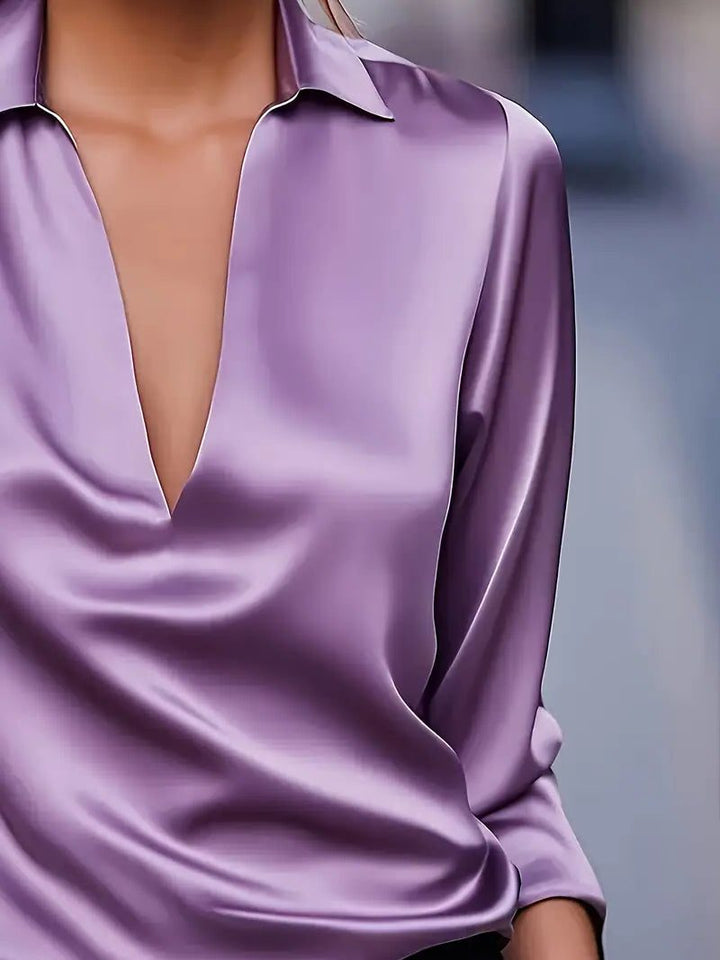 Satin V-Neck Blouse for Women