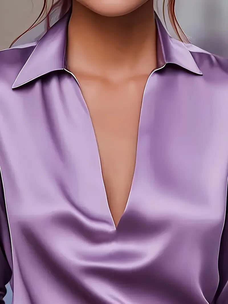 Satin V-Neck Blouse for Women