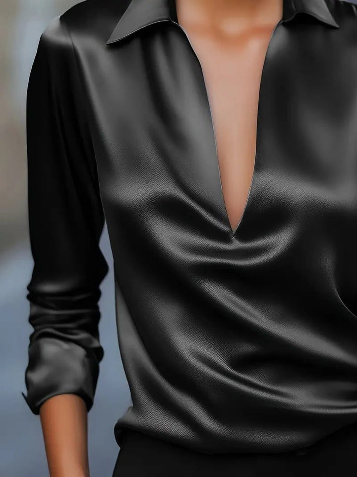 Satin V-Neck Blouse for Women