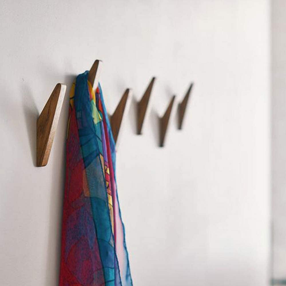Minimalist Wooden Wall Hooks for Home – Set of 6