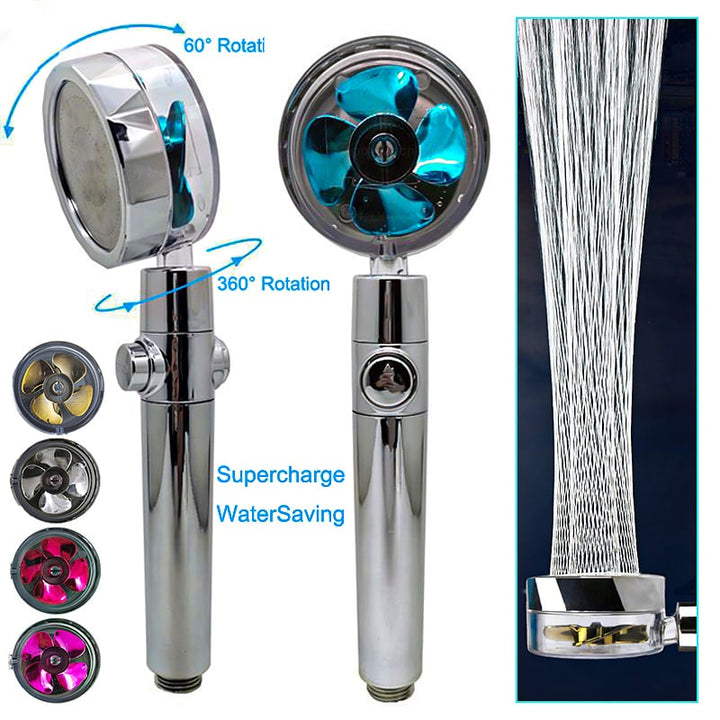 Shower Head with Hard Water Filter High Pressure Propeller Fan and Pause Button Kdf 55