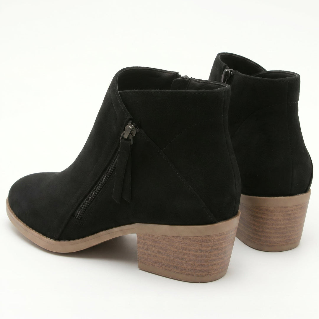 Block Heel Ankle Boots with Side Zip for Women