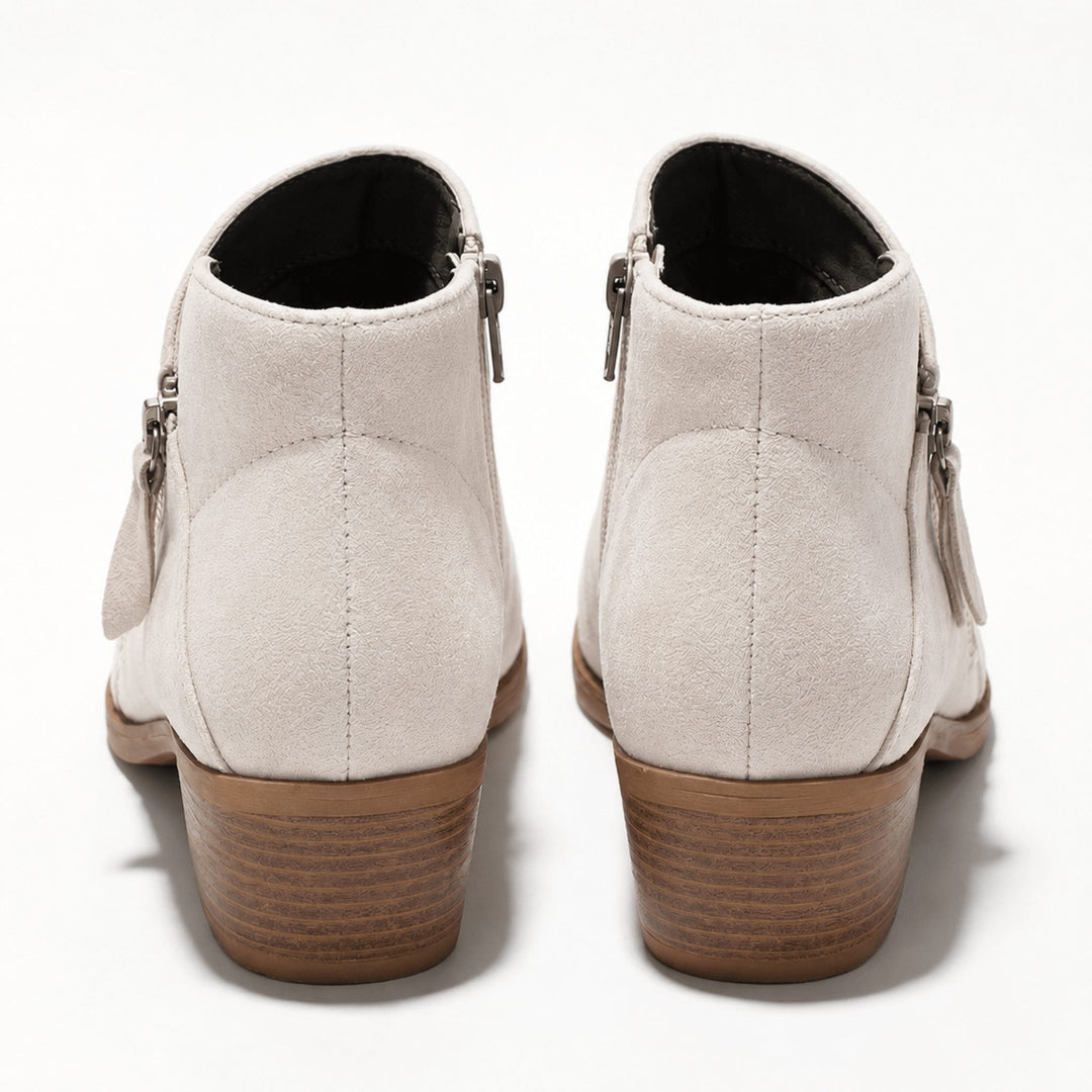 Block Heel Ankle Boots with Side Zip for Women