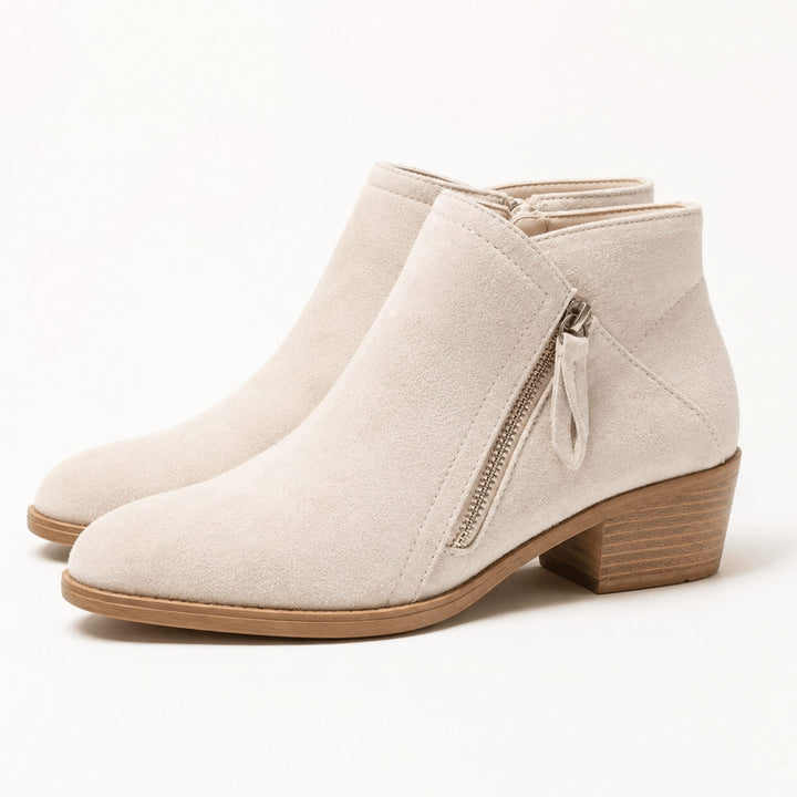 Block Heel Ankle Boots with Side Zip for Women