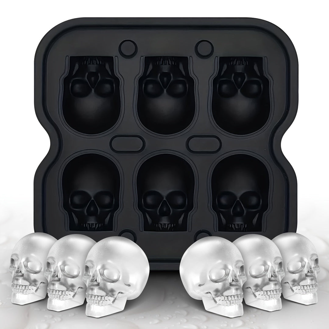 Silicone Skull Ice Cube Maker Tray with Large Reusable Mold for Drinks and Whiskey Ball