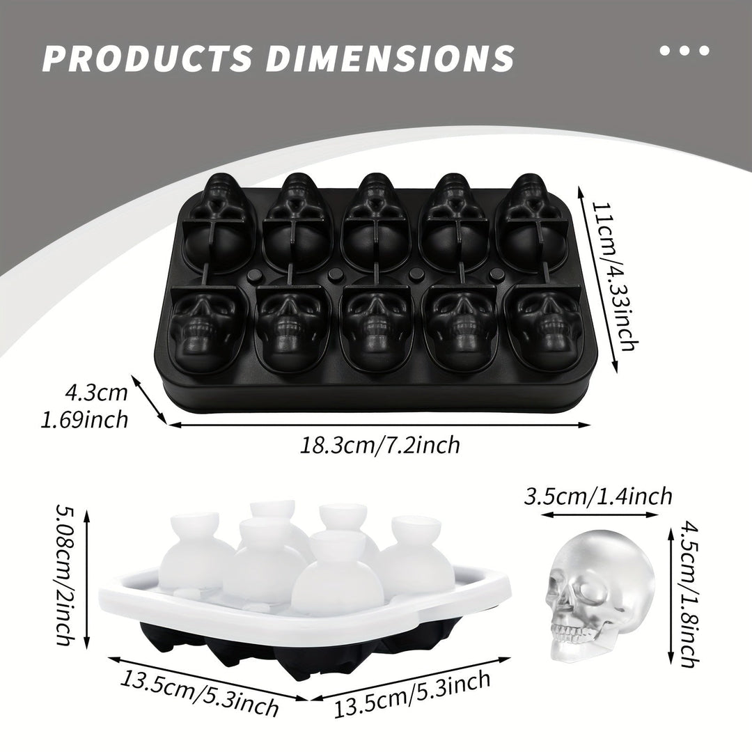 Silicone Skull Ice Cube Maker Tray with Large Reusable Mold for Drinks and Whiskey Ball