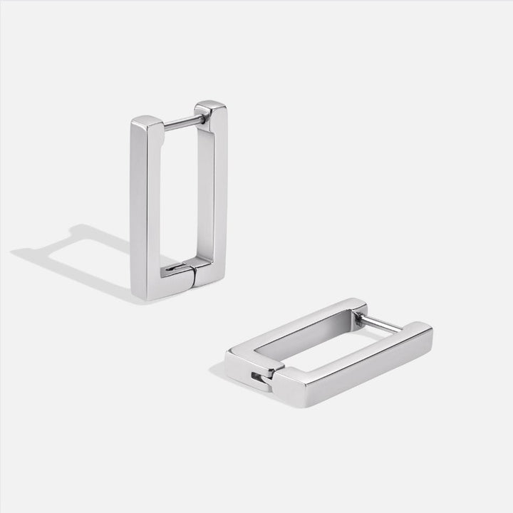 Elegant silver rectangular earrings