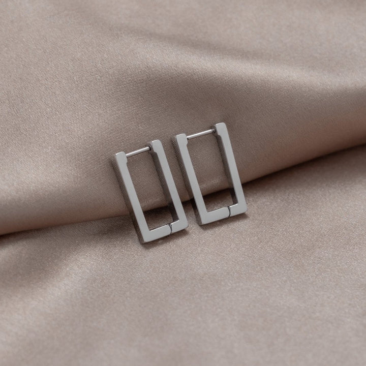 Elegant silver rectangular earrings