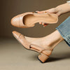 Eleanor | Slingback Pumps Genuine Leather Almond Toe Block Heel