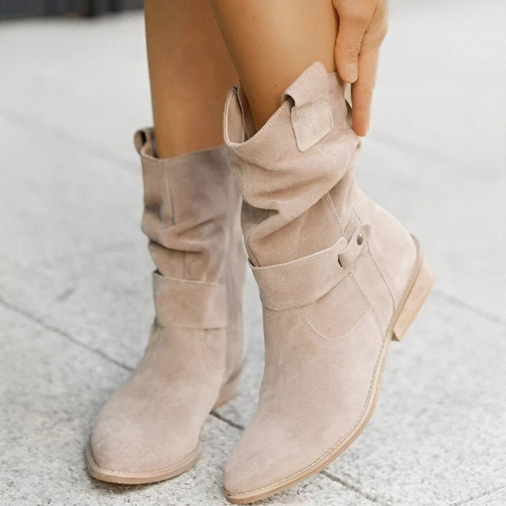 Slouchy Block Heel Mid-Calf Boots for Women
