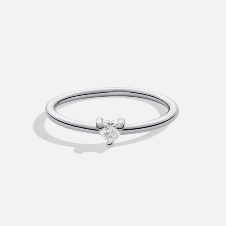Delicate cubic zirconia ring with little heart