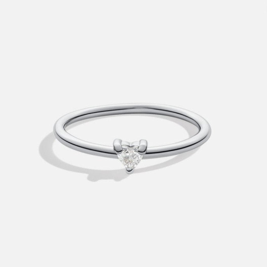 Refined cubic zirconia ring with little heart