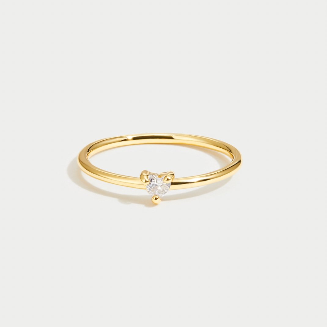 Refined cubic zirconia ring with little heart