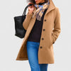 Button-Front Notch Lapel Wool Coat