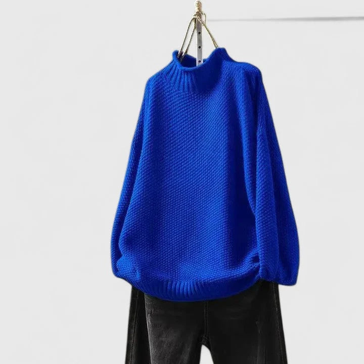 Women's Knit Turtleneck Sweater with Textured Body