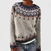 Fair Isle Pattern Knit Crew Neck Sweater