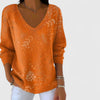 Women's Floral Ribbed V-Neck Sweater