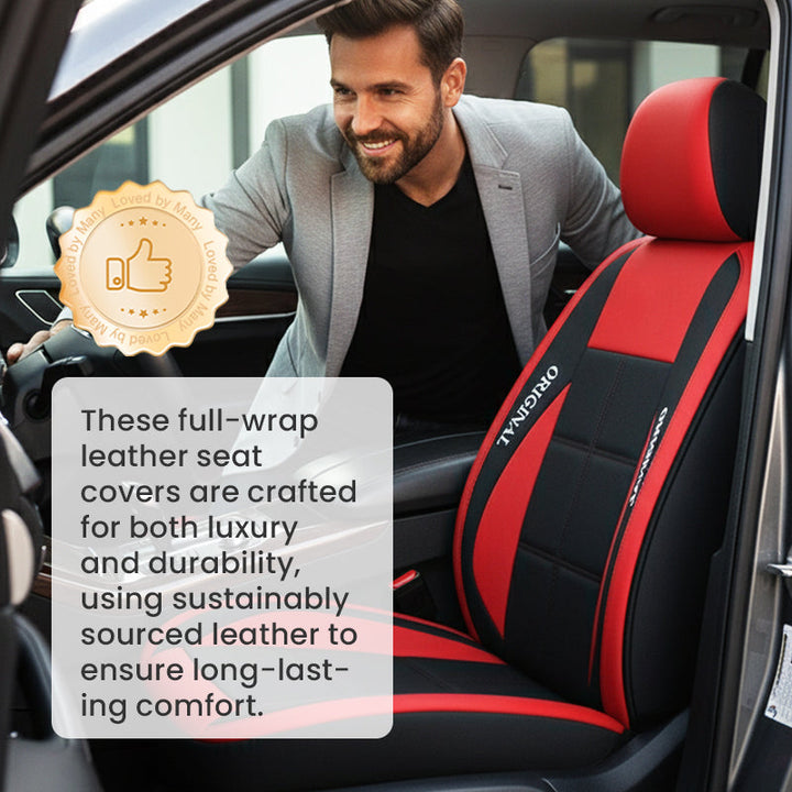 Front car seat covers, 2-piece PU leather set with universal fit