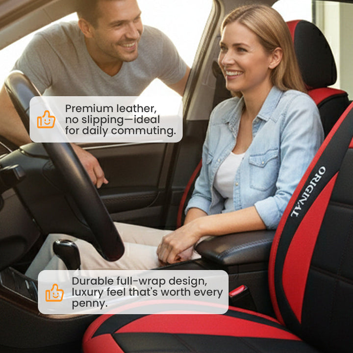 Front car seat covers, 2-piece PU leather set with universal fit