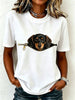 Short-sleeved T-shirt with dachshund print