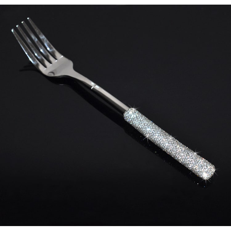 Stainless Steel Flatware Set with Rhinestone Encrusted Handles 18/10 Service for 12