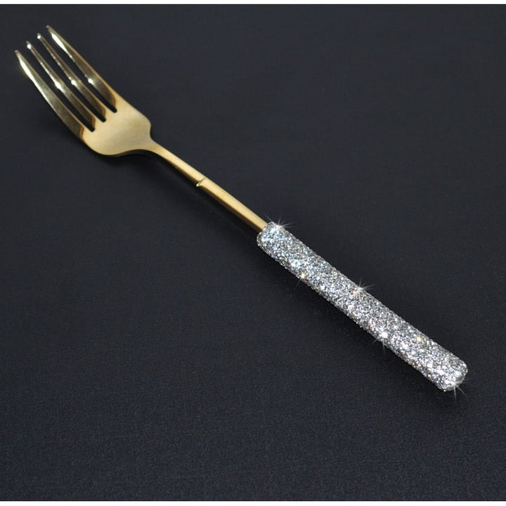 Stainless Steel Flatware Set with Rhinestone Encrusted Handles 18/10 Service for 12