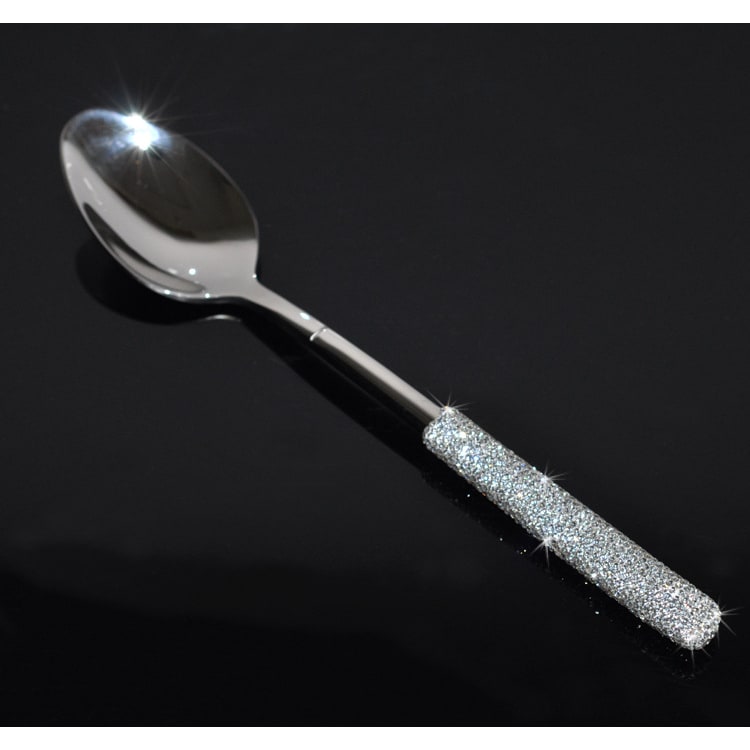 Stainless Steel Flatware Set with Rhinestone Encrusted Handles 18/10 Service for 12