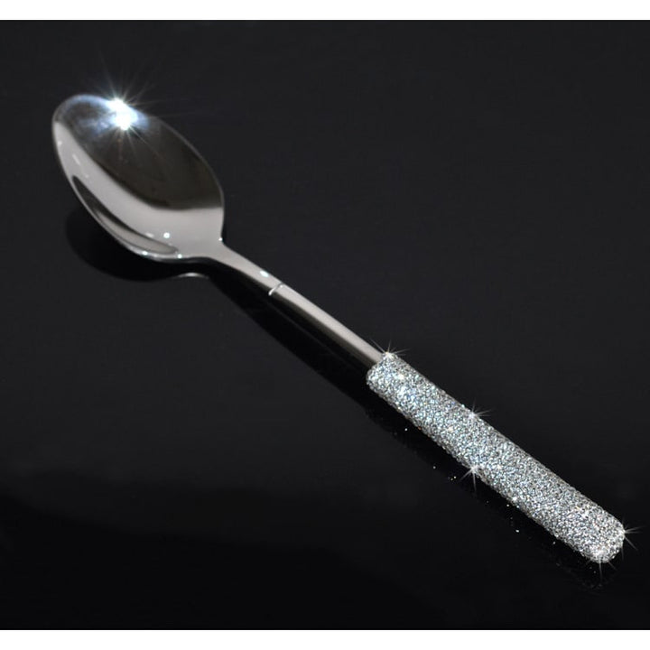 Stainless Steel Flatware Set with Rhinestone Encrusted Handles 18/10 Service for 12