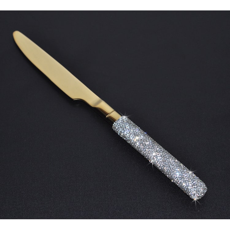 Stainless Steel Flatware Set with Rhinestone Encrusted Handles 18/10 Service for 12