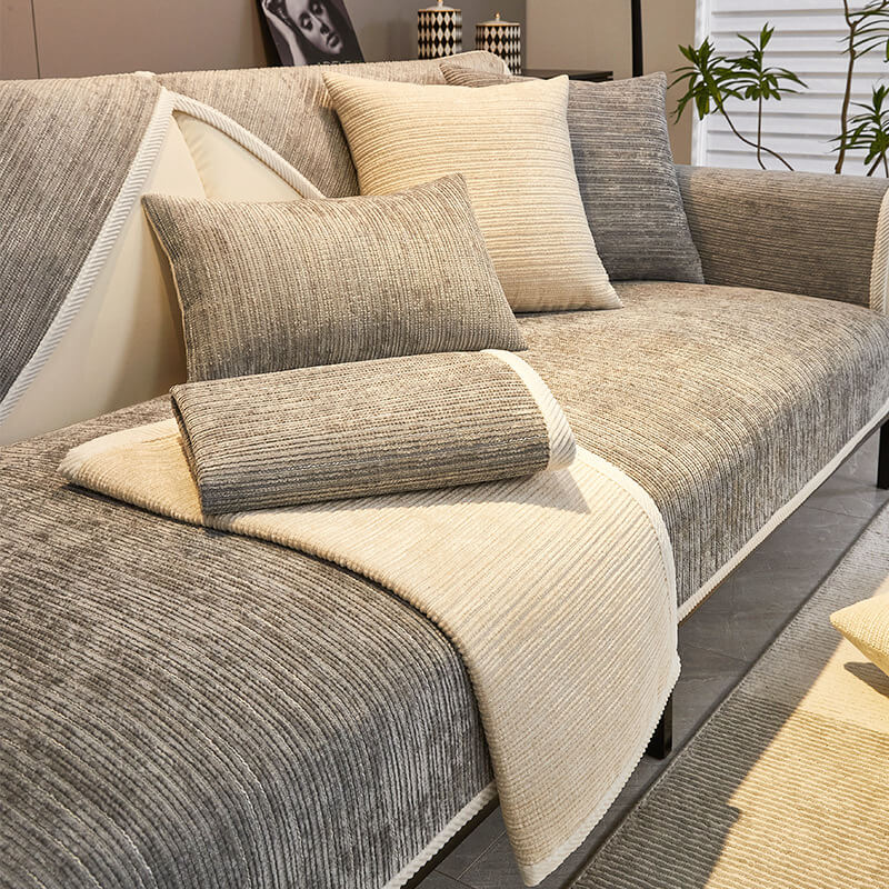 Scratch-resistant chenille sofa cover - stylish, non-slip & machine washable