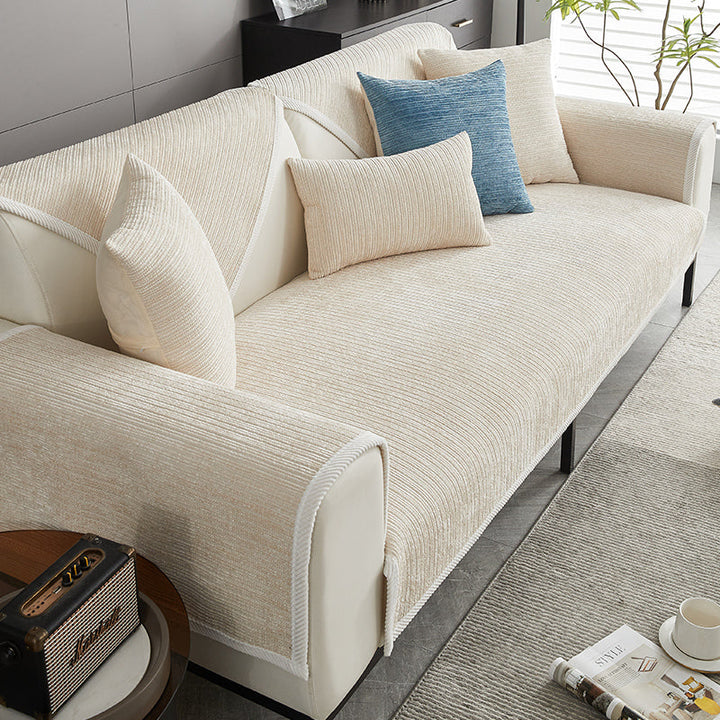 Scratch-resistant chenille sofa cover - stylish, non-slip & machine washable