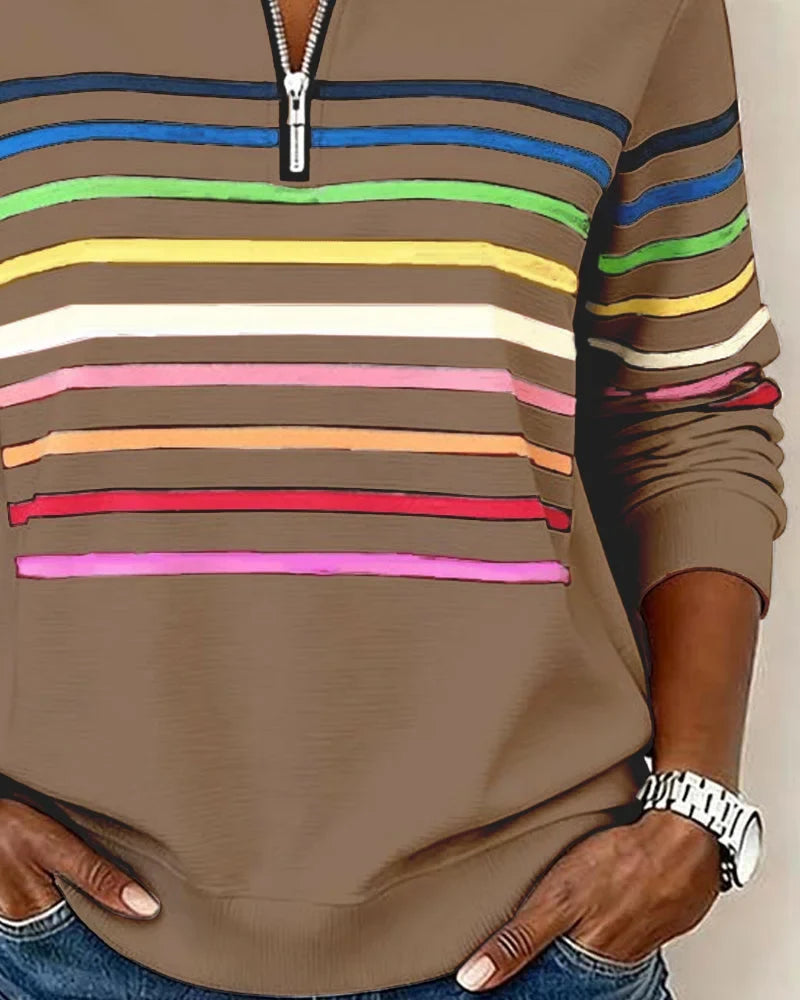 Striped Half-Zip Sweatshirt