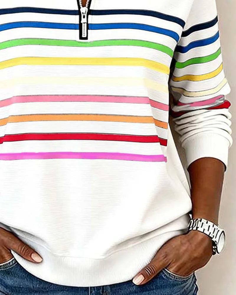 Striped Half-Zip Sweatshirt