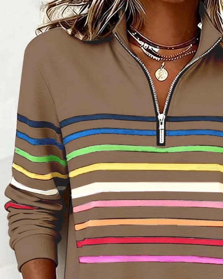 Striped Half-Zip Sweatshirt