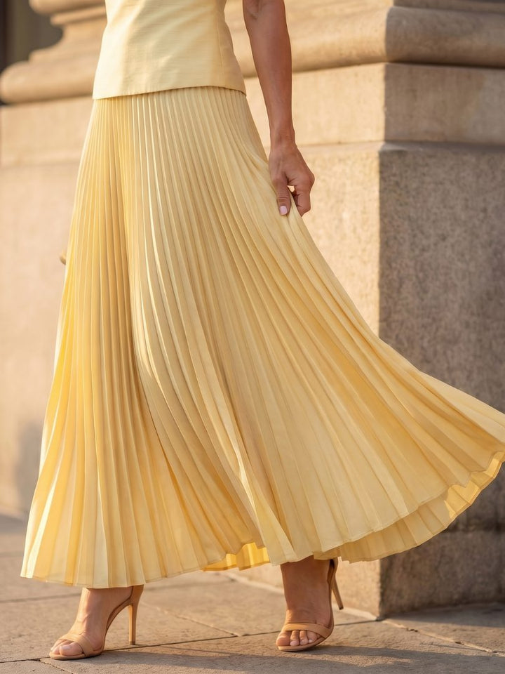 Pleated Midi Skirt Set with Structured Bodice for Women
