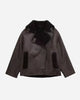 Suede Double-Breasted Jacket with Notch Lapel