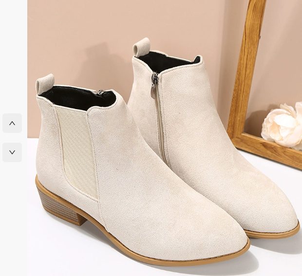 Suede Block Heel Ankle Boots with Zip for Women