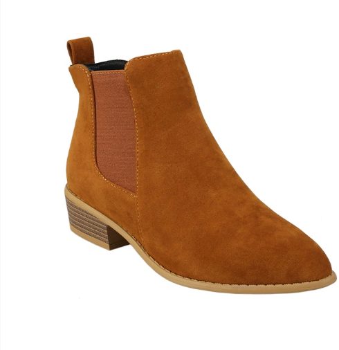 Suede Block Heel Ankle Boots with Zip for Women