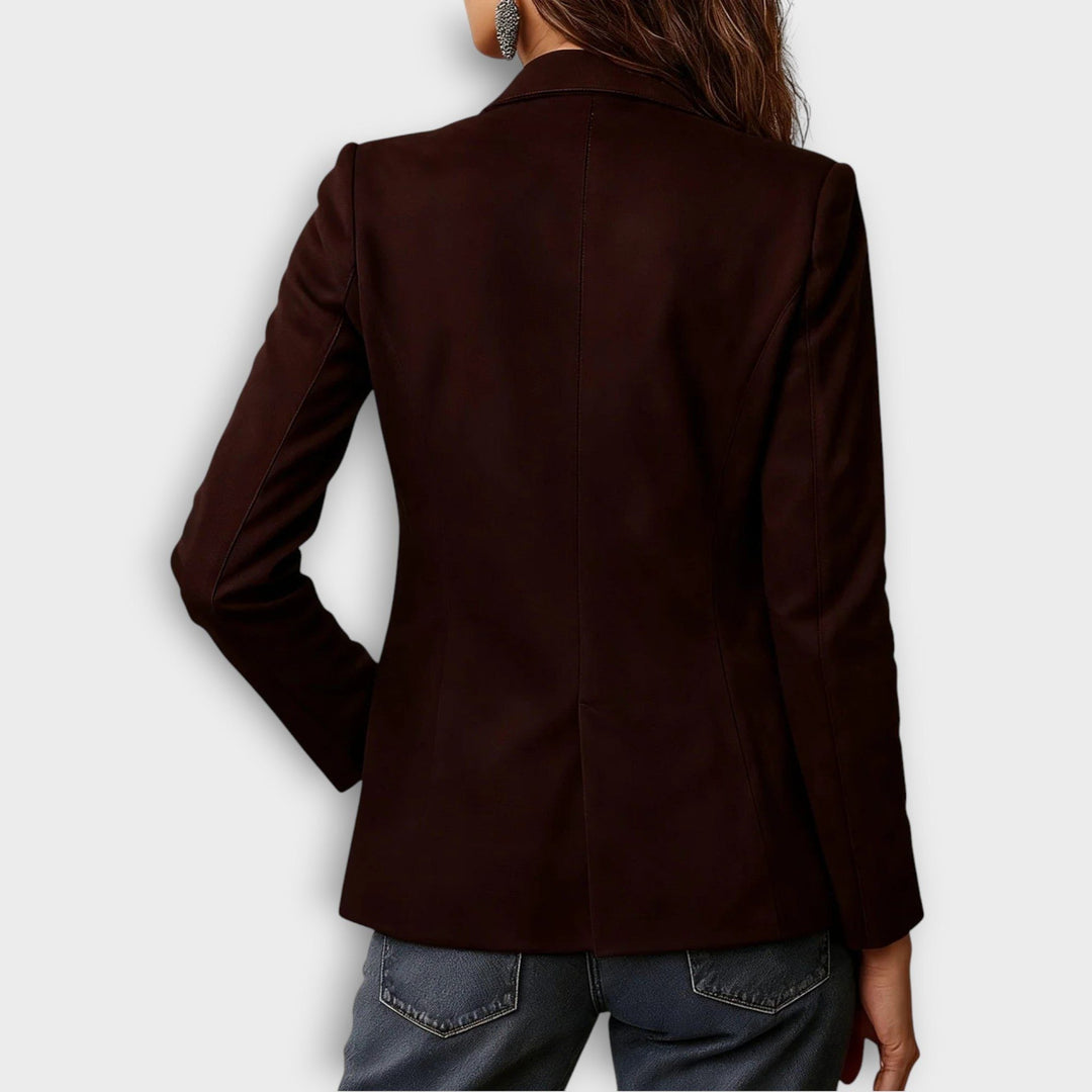 Suede Blazer with Button-Front for Women