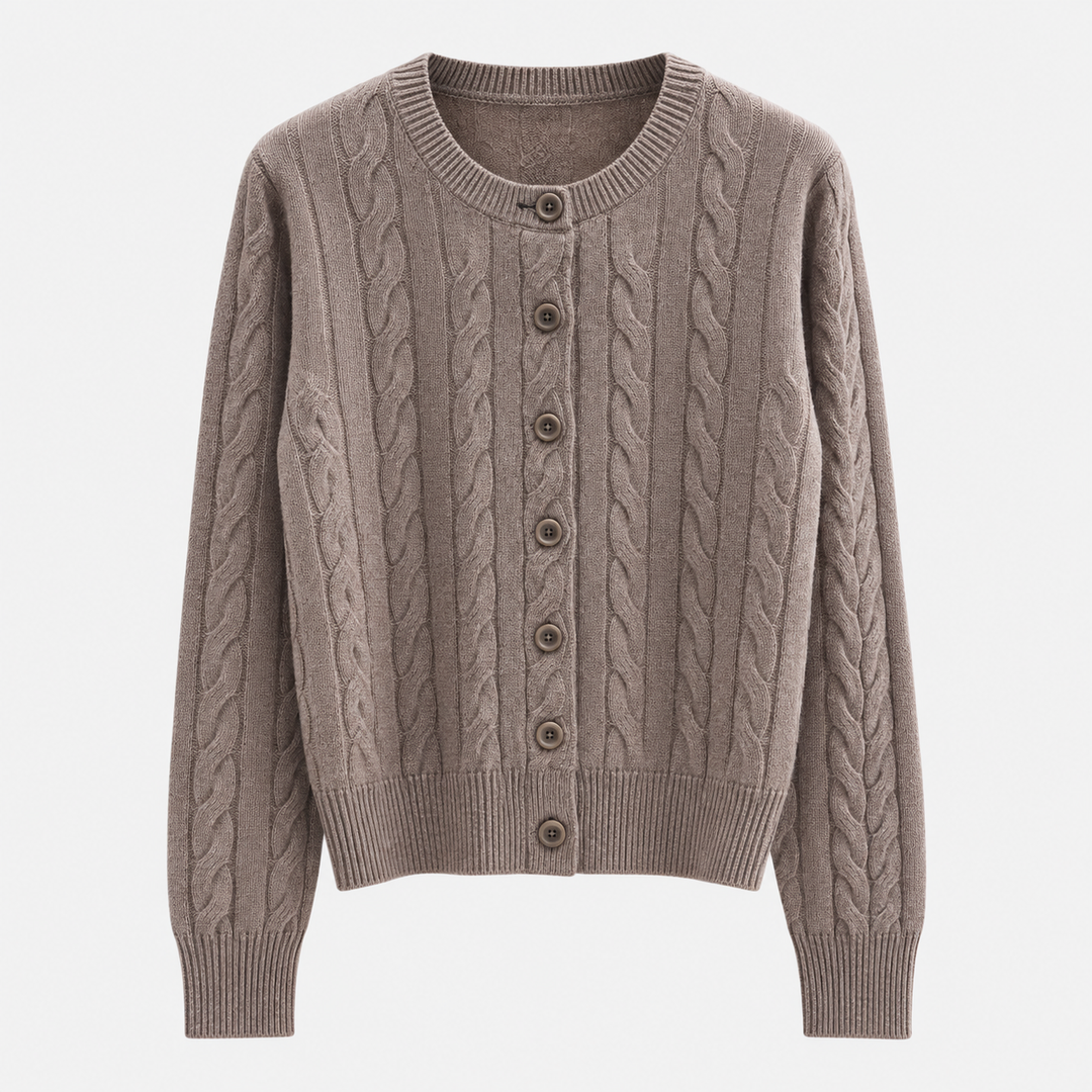 Textured Knit Cardigan with Button-Front for Women
